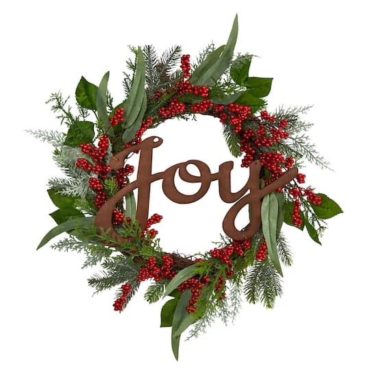 24" Red Joy & Berries Christmas Wreath 2 24" Red Joy & Berries Christmas Wreath - Image 2