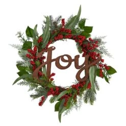 24" Red Joy & Berries Christmas Wreath