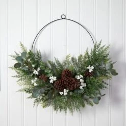 28" Christmas Pine, Eucalyptus & Berries Metal Circlet Wreath -Michaels Store D478983S 3