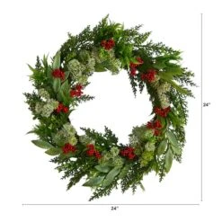 24" Cedar, Eucalyptus & Berries Christmas Wreath -Michaels Store D478986S 2