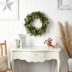 24" Cedar, Eucalyptus & Berries Christmas Wreath -Michaels Store D478986S 4