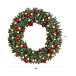 4ft. Oversized Pre-Lit Frosted Holiday Christmas Wreath With Ornaments 10 4ft. Oversized Pre-Lit Frosted Holiday Christmas Wreath With Ornaments -Michaels Store D478987S 2