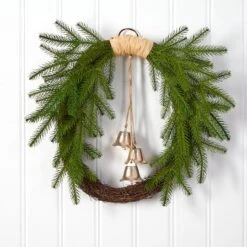 24" Holiday Christmas Pine And Hanging Bells Wreath -Michaels Store D478988S 3