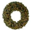 5ft. Clear LED Lights Flocked Artificial Christmas Wreath With Pinecones