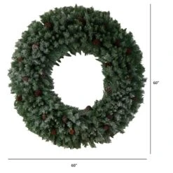 5ft. Clear LED Lights Flocked Artificial Christmas Wreath With Pinecones -Michaels Store D478991S 2