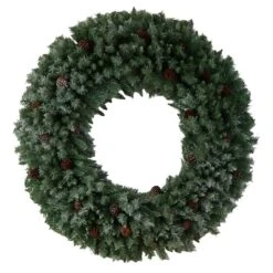 5ft. Clear LED Lights Flocked Artificial Christmas Wreath With Pinecones -Michaels Store D478991S 3