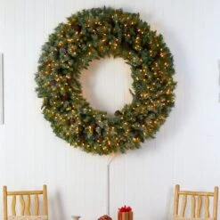 5ft. Clear LED Lights Flocked Artificial Christmas Wreath With Pinecones -Michaels Store D478991S 4