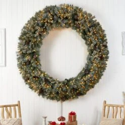 6ft. Clear LED Lights Flocked Christmas Artificial Wreath With Pinecones 12 6ft. Clear LED Lights Flocked Christmas Artificial Wreath With Pinecones -Michaels Store D478992S 4