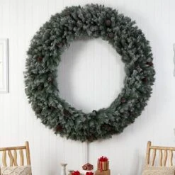 6ft. Clear LED Lights Flocked Christmas Artificial Wreath With Pinecones 13 6ft. Clear LED Lights Flocked Christmas Artificial Wreath With Pinecones -Michaels Store D478992S 5