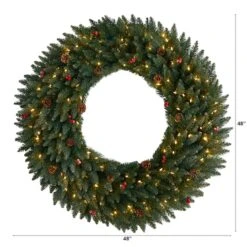 4ft. Clear LED Lights Flocked Artificial Christmas Wreath With Pinecones & Berries -Michaels Store D478994S 2