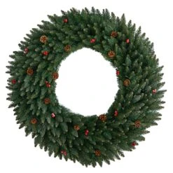 4ft. Clear LED Lights Flocked Artificial Christmas Wreath With Pinecones & Berries -Michaels Store D478994S 3