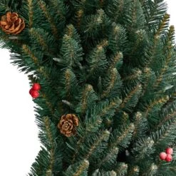 4ft. Clear LED Lights Flocked Artificial Christmas Wreath With Pinecones & Berries -Michaels Store D478994S 5