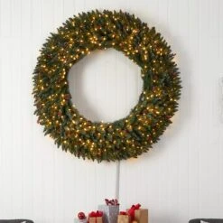 5ft. Clear LED Lights Flocked Artificial Christmas Wreath With Pinecones & Berries -Michaels Store D478997S 4