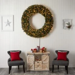 5ft. Clear LED Lights Flocked Artificial Christmas Wreath With Pinecones & Berries -Michaels Store D478997S 6