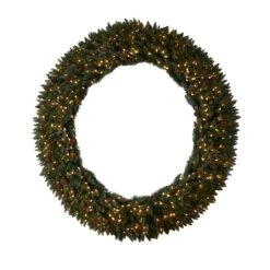 6ft. Clear LED Lights Flocked Artificial Christmas Wreath With Pinecones & Berries