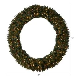 6ft. Clear LED Lights Flocked Artificial Christmas Wreath With Pinecones & Berries -Michaels Store D478998S 2