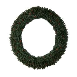 6ft. Clear LED Lights Flocked Artificial Christmas Wreath With Pinecones & Berries -Michaels Store D478998S 3
