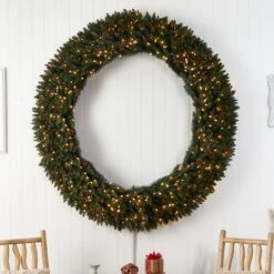 6ft. Clear LED Lights Flocked Artificial Christmas Wreath With Pinecones & Berries -Michaels Store D478998S 4