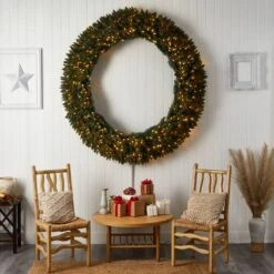 6ft. Clear LED Lights Flocked Artificial Christmas Wreath With Pinecones & Berries -Michaels Store D478998S 6