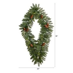 3ft. White LED Lights Holiday Geometric Christmas Diamond Wreath With Pinecones -Michaels Store D479002S 2