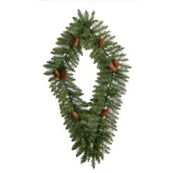 3ft. White LED Lights Holiday Geometric Christmas Diamond Wreath With Pinecones -Michaels Store D479002S 3