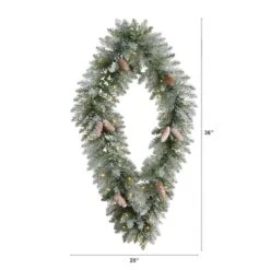 3ft. White LED Lights Geometric Diamond Christmas Frosted Wreath With Pinecones 12 3ft. White LED Lights Geometric Diamond Christmas Frosted Wreath With Pinecones -Michaels Store D479003S 2