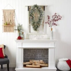 3ft. White LED Lights Geometric Diamond Christmas Frosted Wreath With Pinecones 18 3ft. White LED Lights Geometric Diamond Christmas Frosted Wreath With Pinecones -Michaels Store D479003S 8