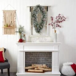 3ft. White LED Lights Geometric Diamond Christmas Frosted Wreath With Pinecones 19 3ft. White LED Lights Geometric Diamond Christmas Frosted Wreath With Pinecones -Michaels Store D479003S 9