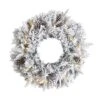 20" White LED Lights Flocked Artificial Christmas Wreath