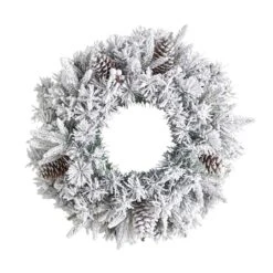 20" White LED Lights Flocked Artificial Christmas Wreath 11 20" White LED Lights Flocked Artificial Christmas Wreath -Michaels Store D479006S 3