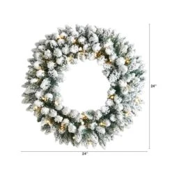 24" White LED Lights Flocked Artificial Christmas Wreath -Michaels Store D479008S 2