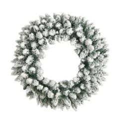 24" White LED Lights Flocked Artificial Christmas Wreath -Michaels Store D479008S 3