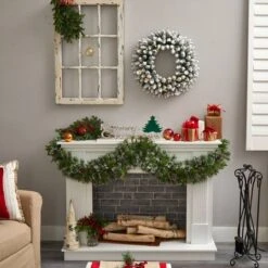 24" White LED Lights Flocked Artificial Christmas Wreath -Michaels Store D479008S 6