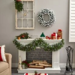 24" White LED Lights Flocked Artificial Christmas Wreath -Michaels Store D479008S 7