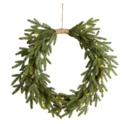 24" Pre-Lit Holiday Christmas Cascading Pine Wreath