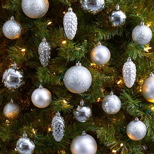 23ct. Silver Shatterproof Lux Christmas Ornament Set 6 23ct. Silver Shatterproof Lux Christmas Ornament Set - Image 6