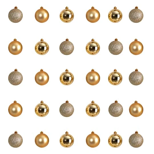 30ct. 2.5" Gold Shatterproof Christmas Ornaments 2 30ct. 2.5" Gold Shatterproof Christmas Ornaments - Image 2