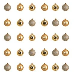 30ct. 2.5" Gold Shatterproof Christmas Ornaments