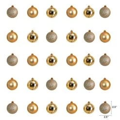 30ct. 2.5" Gold Shatterproof Christmas Ornaments 7 30ct. 2.5" Gold Shatterproof Christmas Ornaments -Michaels Store D479037S 2