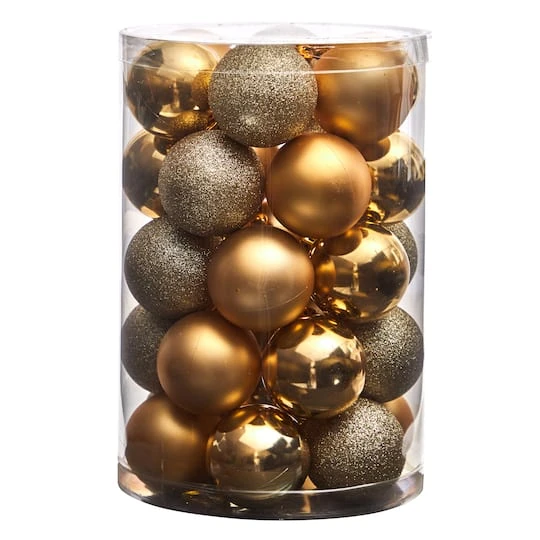 30ct. 2.5" Gold Shatterproof Christmas Ornaments 4 30ct. 2.5" Gold Shatterproof Christmas Ornaments - Image 4