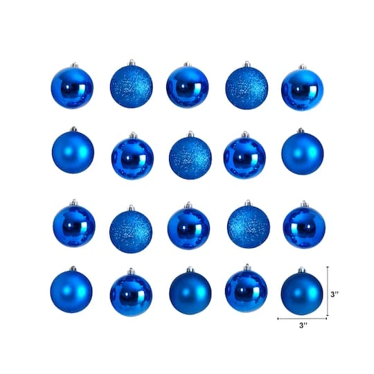 20ct. 3" Blue Shatterproof Christmas Ornaments 3 20ct. 3" Blue Shatterproof Christmas Ornaments - Image 3