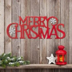 Glitzhome® 24" Red Merry Christmas Metal Wall Décor -Michaels Store D479420S 2