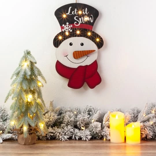 Glitzhome® 19" Lighted Snowman Wall Décor 3 Glitzhome® 19" Lighted Snowman Wall Décor - Image 3