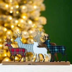 Glitzhome® 18" Galvanized Metal & Wooden Reindeer Table Décor -Michaels Store D479428S 2