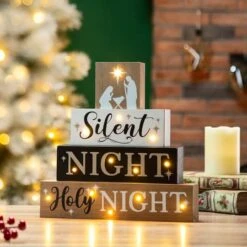 Glitzhome® 12" LED Lighted Nativity Block Word Sign -Michaels Store D479430S 2