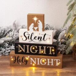 Glitzhome® 12" LED Lighted Nativity Block Word Sign -Michaels Store D479430S 3