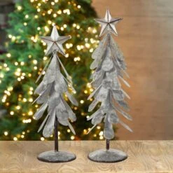 Glitzhome® Galvanized Metal Christmas Tree Table Décor Set -Michaels Store D479432S 2