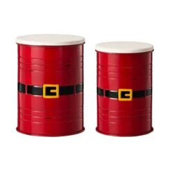 Glitzhome® Christmas Metal Santa Belt Storage Container Set
