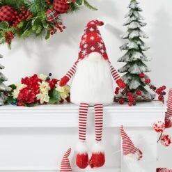 Glitzhome® 28" Fabric Christmas Gnome Shelf Sitter With Dangling Legs -Michaels Store D479445S 2