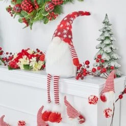 Glitzhome® 28" Fabric Christmas Gnome Shelf Sitter With Dangling Legs -Michaels Store D479445S 3